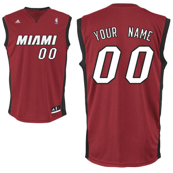 Adidas Miami Heat Youth Customizable Replica Alternate Red NBA Jersey